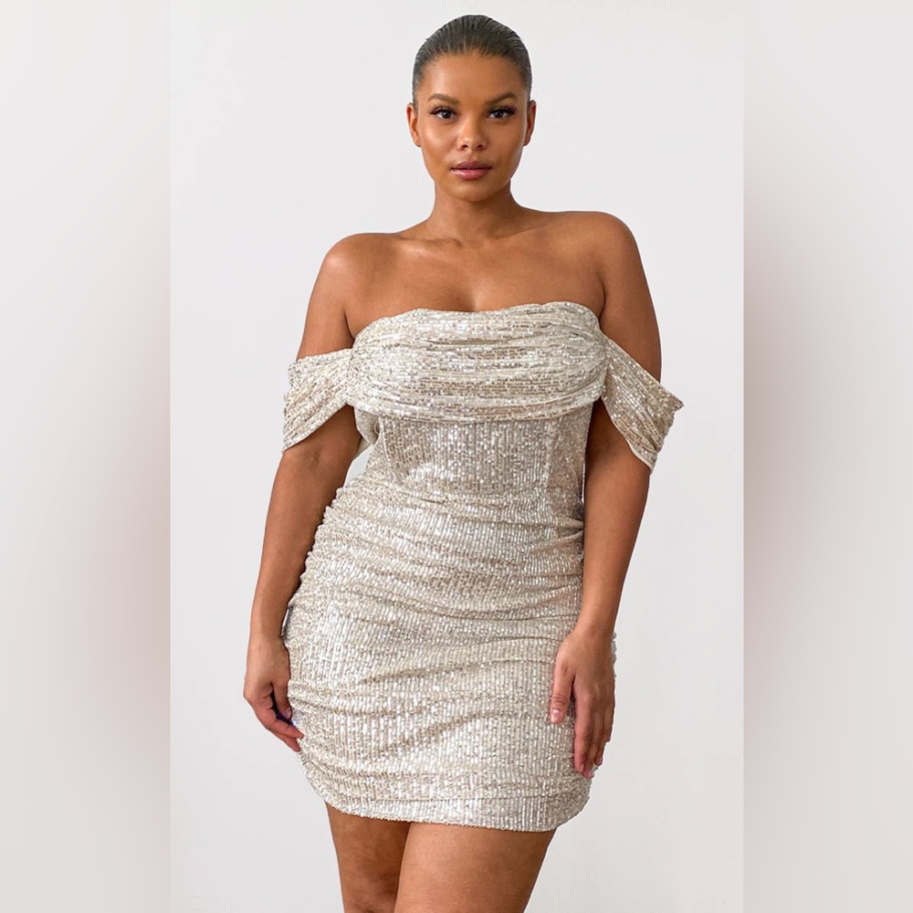 Gold Sequin Party Dress. Size 14